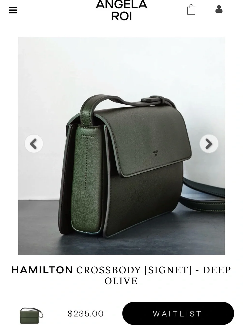 Angela Roi Dark Olive Green Crossbody Bag